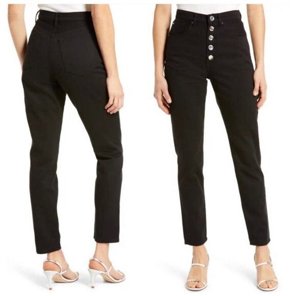 WEWOREWHAT Danielle Jeans Crystal Button Up Black Jeans Size 25 NWT NEW - Picture 1 of 9